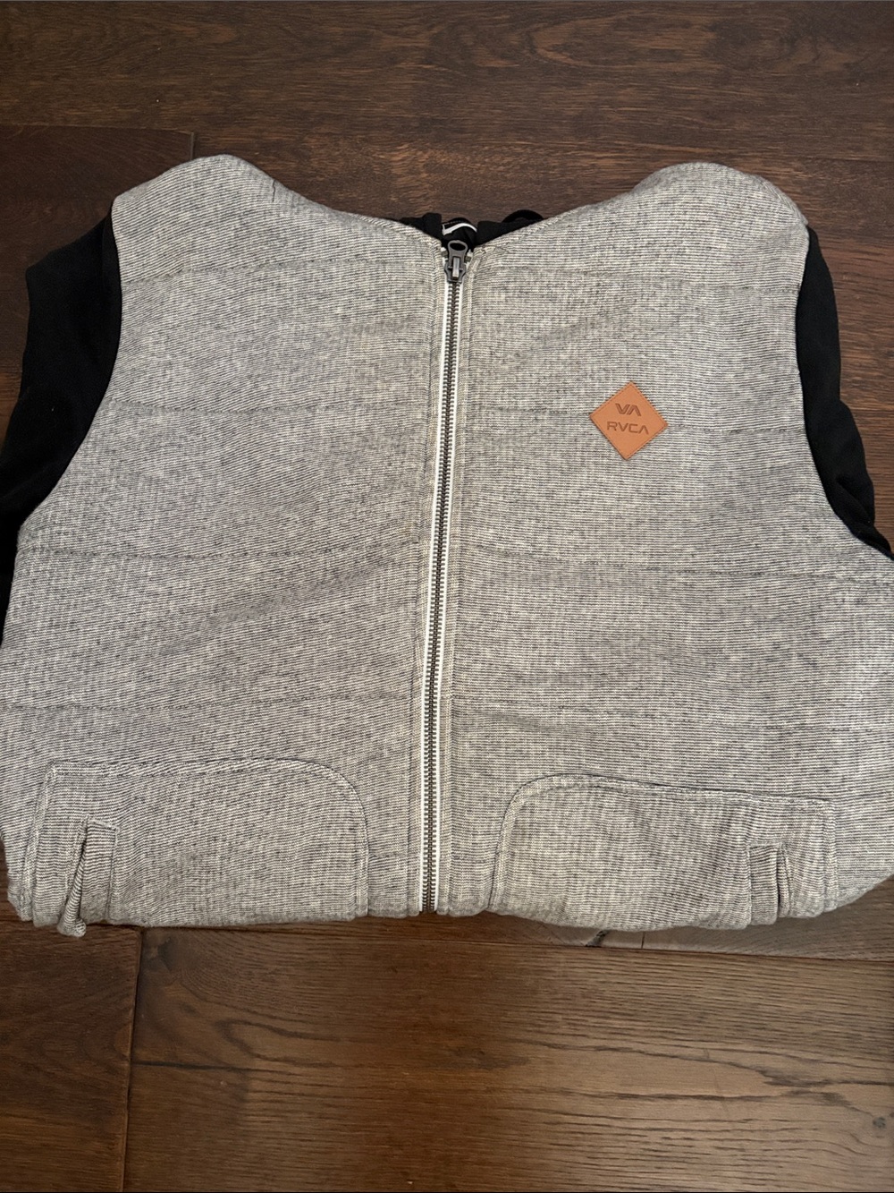 RVCA Heather Gray and Black Quilted Zip-Up Vest